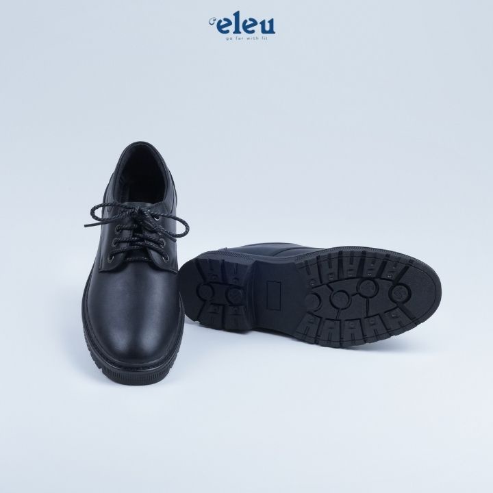 Giày Tây, Giày Derby ELEU Công Sở Chất Liệu Da Bò Nappa Màu Đen Kiểu Dáng Hầm Hố