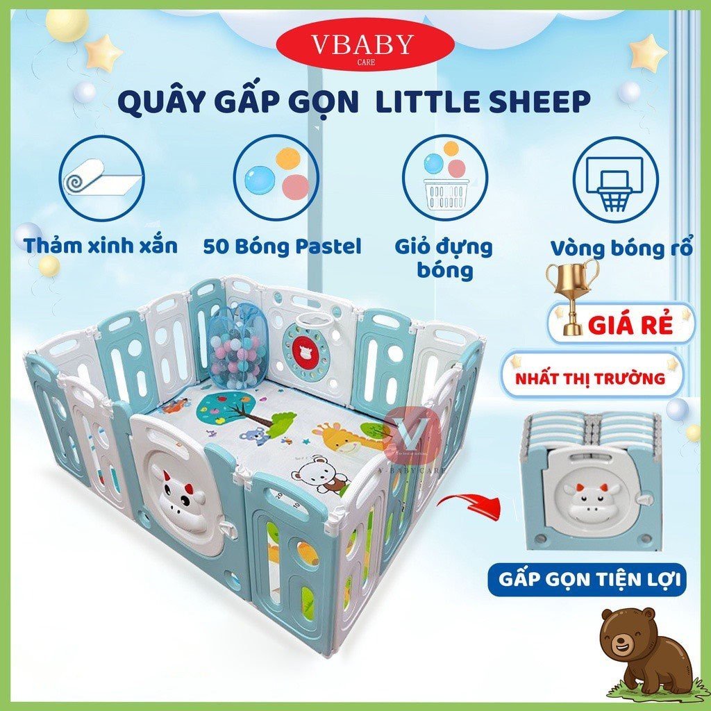 [Mã 99FMCG giảm 7% đơn 500K] Quây cũi nhựa cho bé V-BABY 2023 - (Tặng 100 Bóng + 1 Thảm Hai Mặt + Giỏ Đựng Bóng)