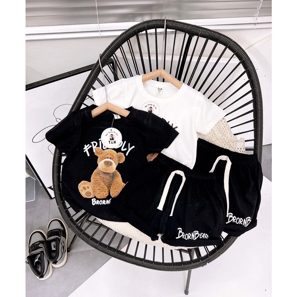 Bộ cotton gấu nâu siêu cưng cho bé trai bé gái - BCTGN