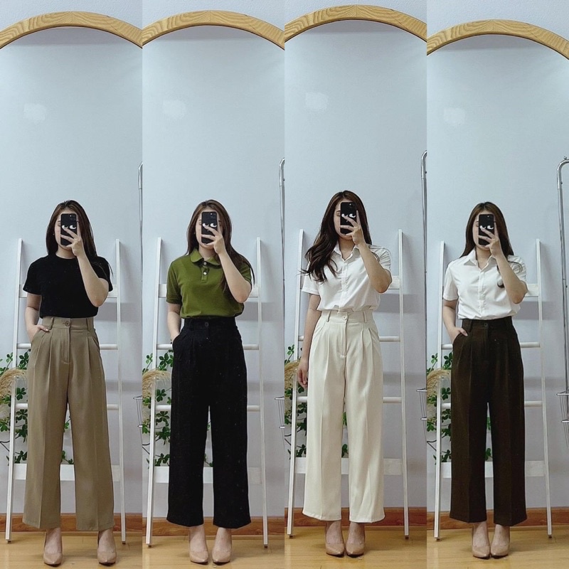 Q346-quần suông cạp cao