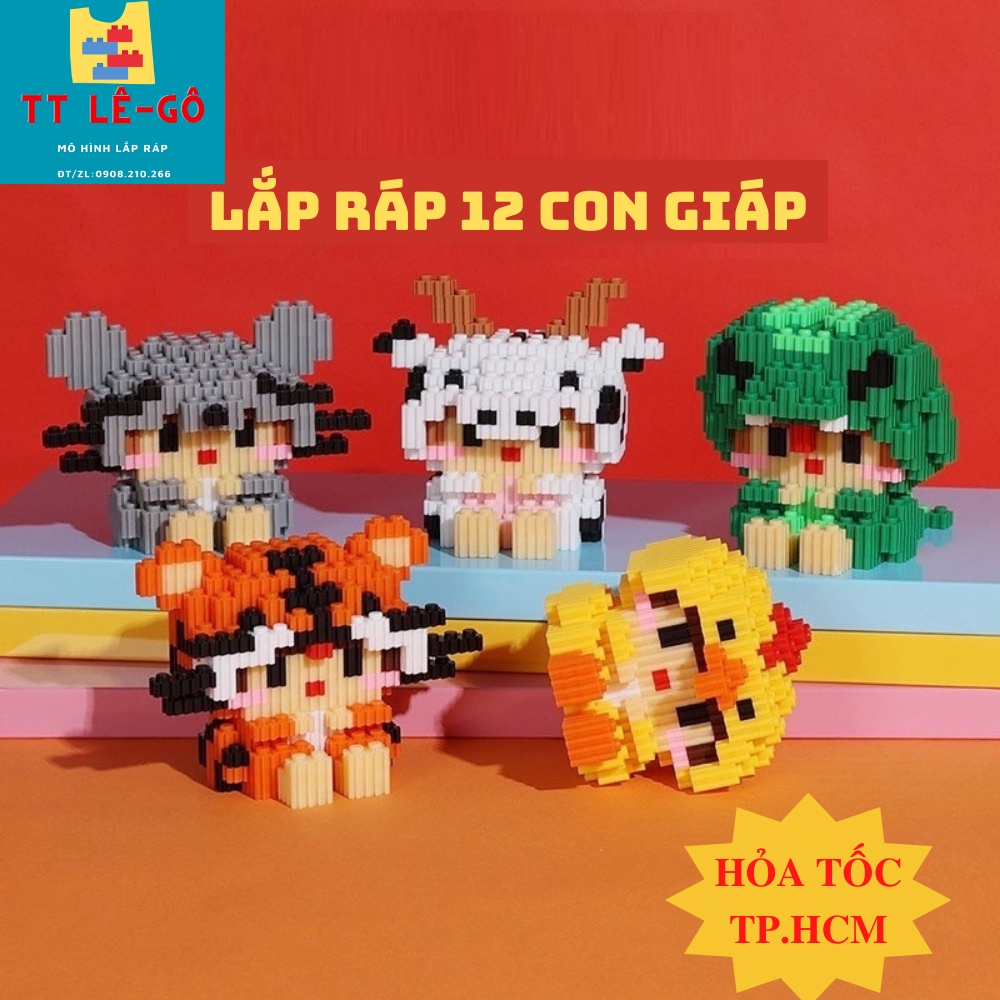 Đồ chơi mô hình 12 con giáp, Mô hình lắp ráp 12 con giáp, Tý,Sửu, Dần,Mẹo,Thìn,Tỵ,Ngọ,Mùi,Thân,Dậu,Tuất,Hợi.