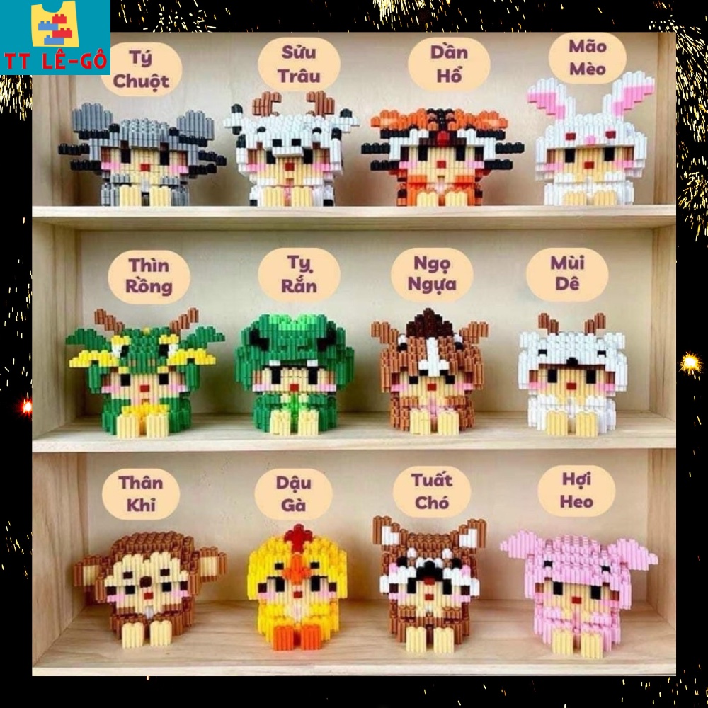 Đồ chơi mô hình 12 con giáp, Mô hình lắp ráp 12 con giáp, Tý,Sửu, Dần,Mẹo,Thìn,Tỵ,Ngọ,Mùi,Thân,Dậu,Tuất,Hợi.