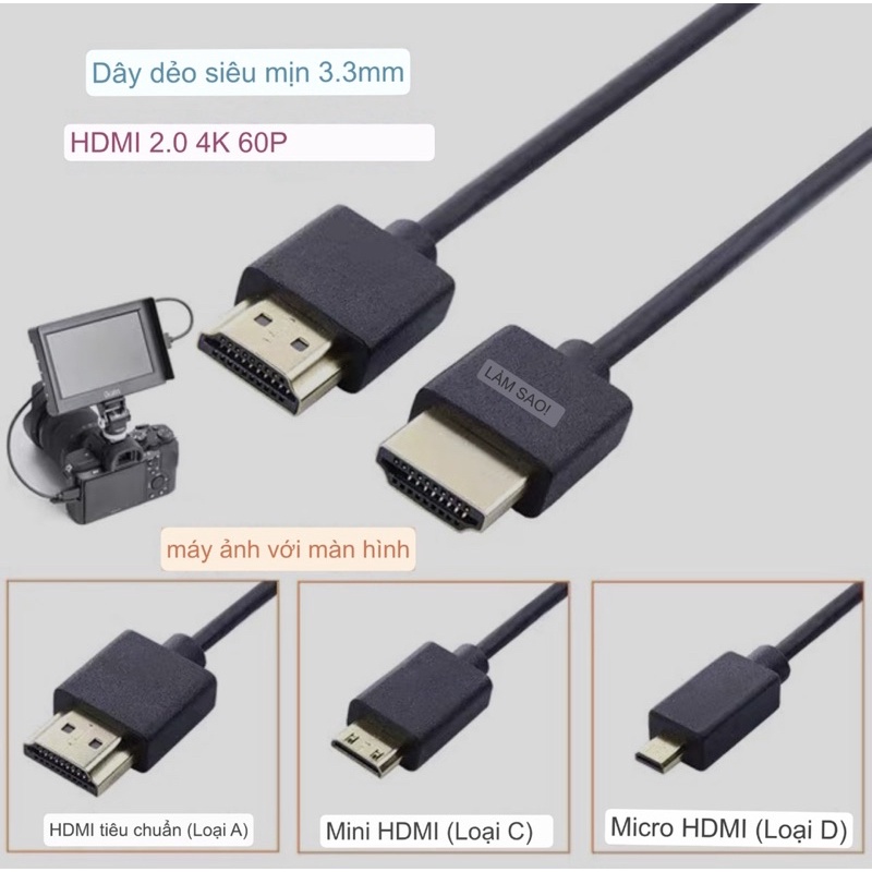 Dây cáp Mini HDMI to HDMI dài 60cm