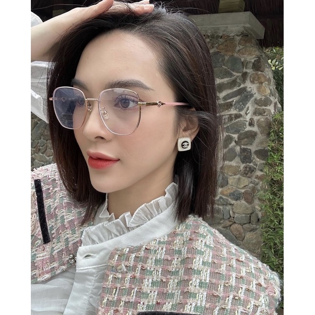 Kính giả cận, Gọng giả cận kim loại mảnh vuông bầu Quỳnh Lương hot hit C40 Jolie eyewear