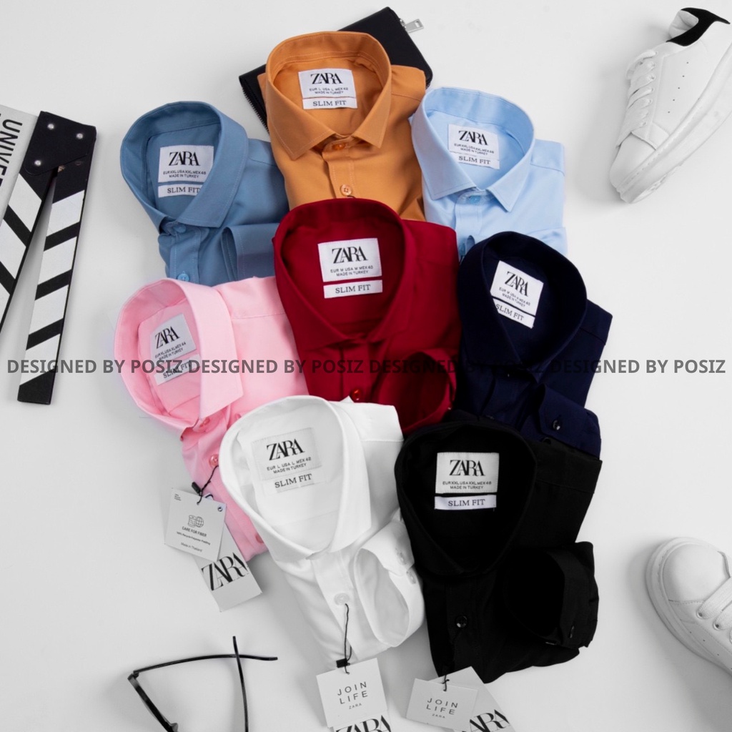 Áo sơ mi nam dài tay chất cotton lụa POSIZ MEN chống nhăn thấm hút bảng màu basic dễ phối POSIZ10