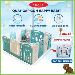 QUÂY CŨI NHỰA CHO BÉ VBABY - HAPPY RABIT (Tặng 50 Bóng + 1 Thảm Vừa Quây + Giỏ Đựng Bóng)