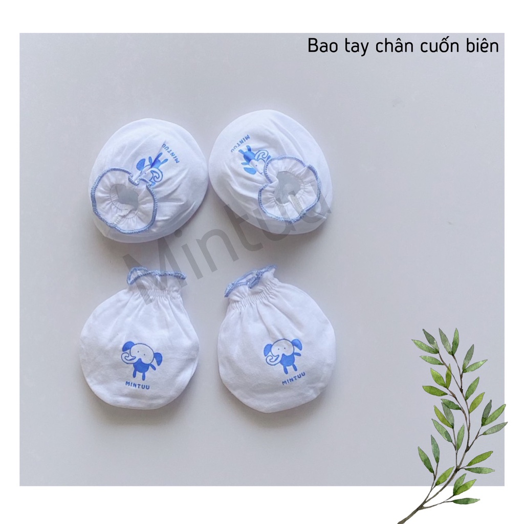 Set 5 Bộ bao tay bao chân sơ sinh thương hiệu MINTUU, chất liệu vải 100% cotton