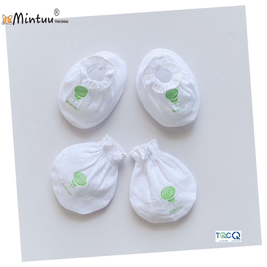 Set 5 Bộ bao tay bao chân sơ sinh thương hiệu MINTUU, chất liệu vải 100% cotton