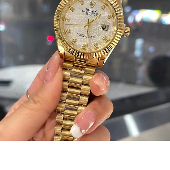 (Chính hãng) Đồng Hồ Nam Rolex Máy Nhật - Đồng Hồ Đeo Tay Dây Thép Viền Băm Chống Xước Máy Quartz