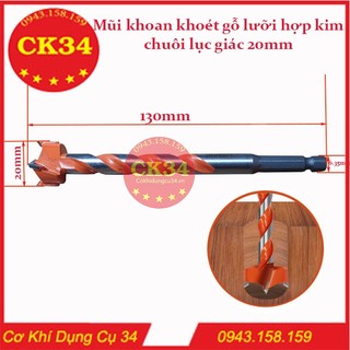 Mũi khoan gỗ khoét gỗ chuôi lục giác - Mũi khoan khoét lỗ tròn đường kính 20mm