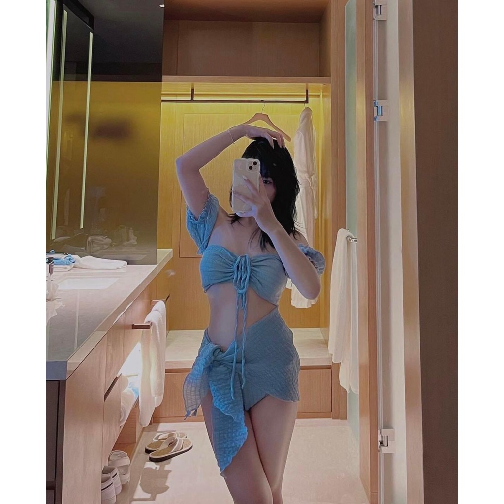 Set Bikini 3 Chi Tiết Bẹt Vai Blue Baby - Đồ Bơi Đồ Đi Tắm Biển Hai Mảnh Thời Trang Sexy Quyến Rũ | BigBuy360 - bigbuy360.vn
