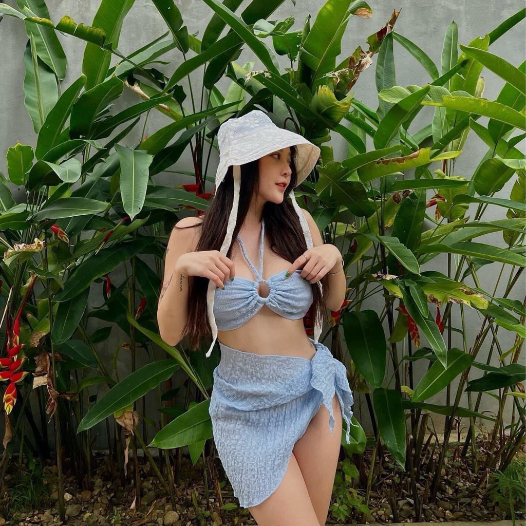 Set Bikini 3 Chi Tiết Bẹt Vai Blue Baby - Đồ Bơi Đồ Đi Tắm Biển Hai Mảnh Thời Trang Sexy Quyến Rũ | BigBuy360 - bigbuy360.vn