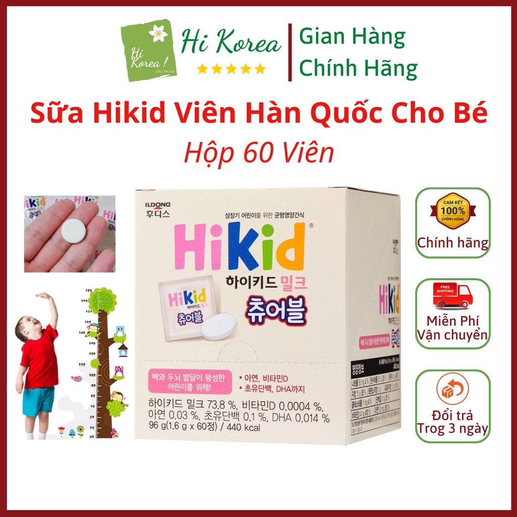 Sữa Hikid Dạng Viên Chính Hãng Hàn Quốc Cho Bé Từ 2 Tuổi Hộp 60 Viên