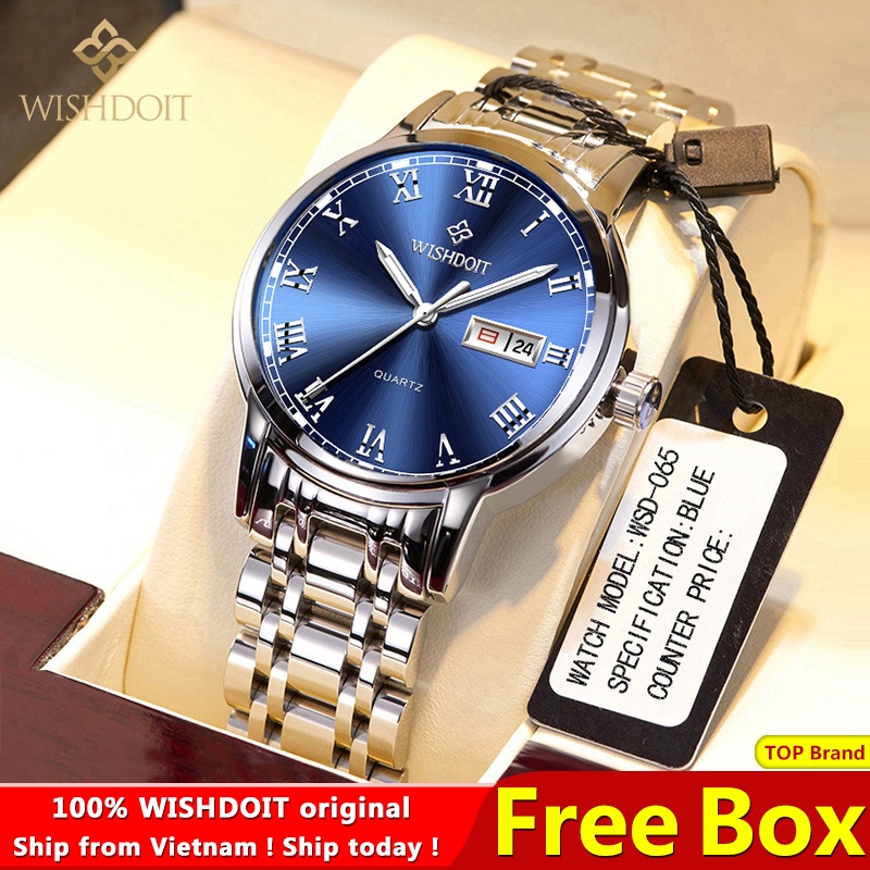 WISHDOIT Đồng hồ cặp đồng hồ đôI đồng hồ nữ dây kim loại chống nước dây kim loại dây thép
