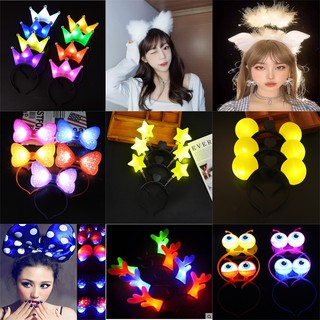 Băng đô tóc hình ngôi sao Bờm tai thỏ, tai cáo bờm lông phát sáng nhiều màu, đồ chơi noel, trung thu cho bé