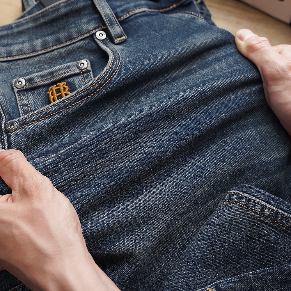 Quần jean dài nam chất vải jean denim cao cấp basic logo thêu 3D 3 Heboz - 00001450
