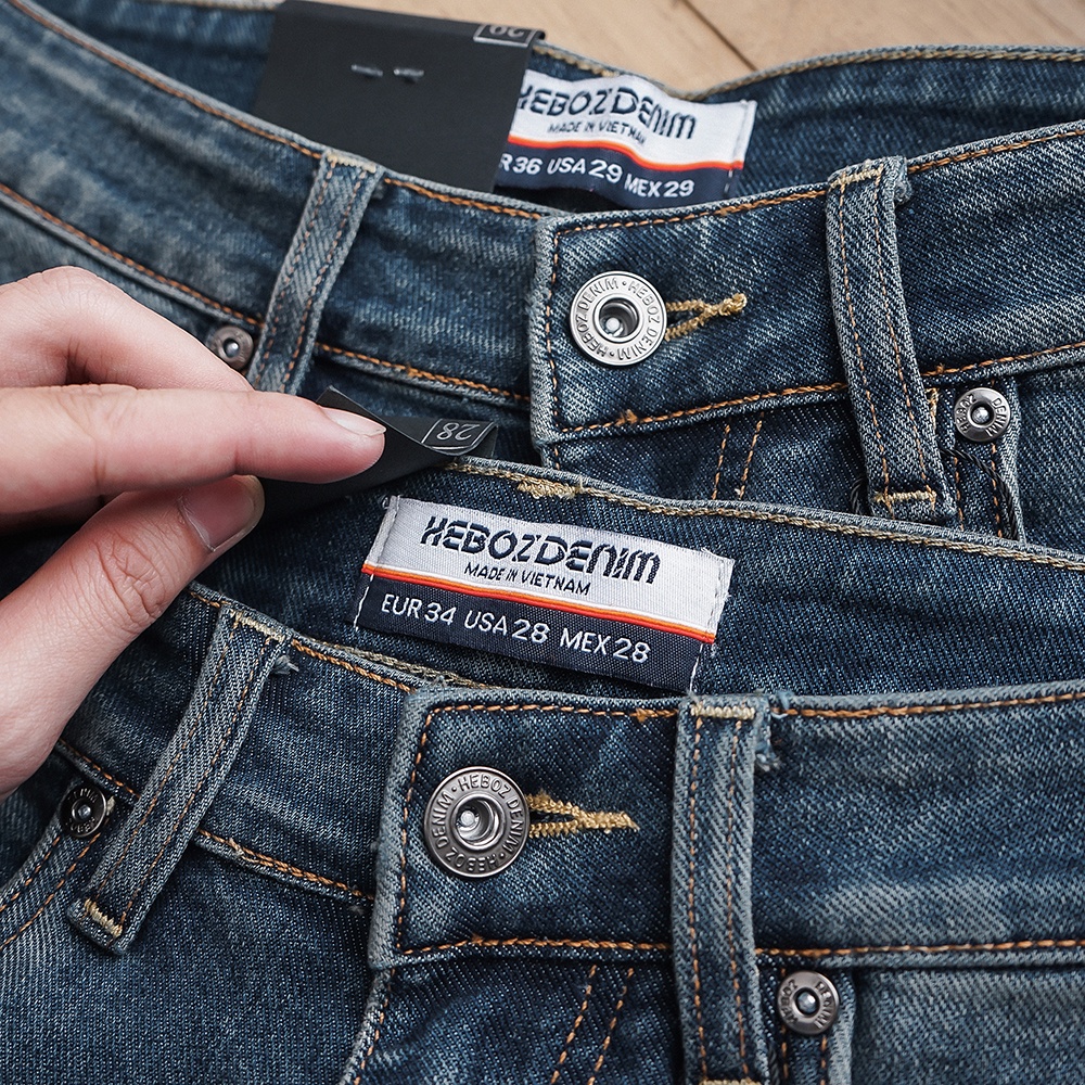 Quần jean dài nam chất vải jean denim cao cấp basic logo thêu 3D 3 Heboz - 00001450