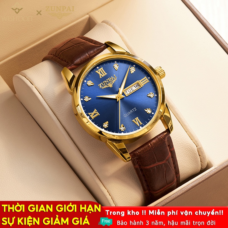 ZUNPAI Đồng hồ nam chống nước dây kim loại dây da đồng hồ nam chính hãng fngeen cao cấp Men's Watch ZP-264L