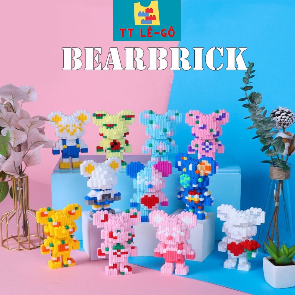 Lắp ráp BEARBRICK Mini 12CM, mô hình đồ chơi lắp ráp gấu bearbrick mini nhiều mẫu, cực đẹp