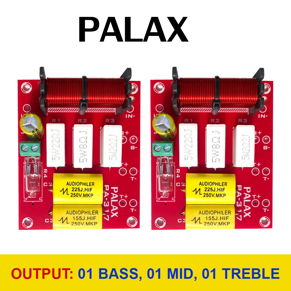 Mạch phân tần bảo vệ loa Palax PA-317 cho loa nghe nhạc, karaoke, loa kéo... Ngõ ra 3 đường tiếng Bass, Mid, Treble