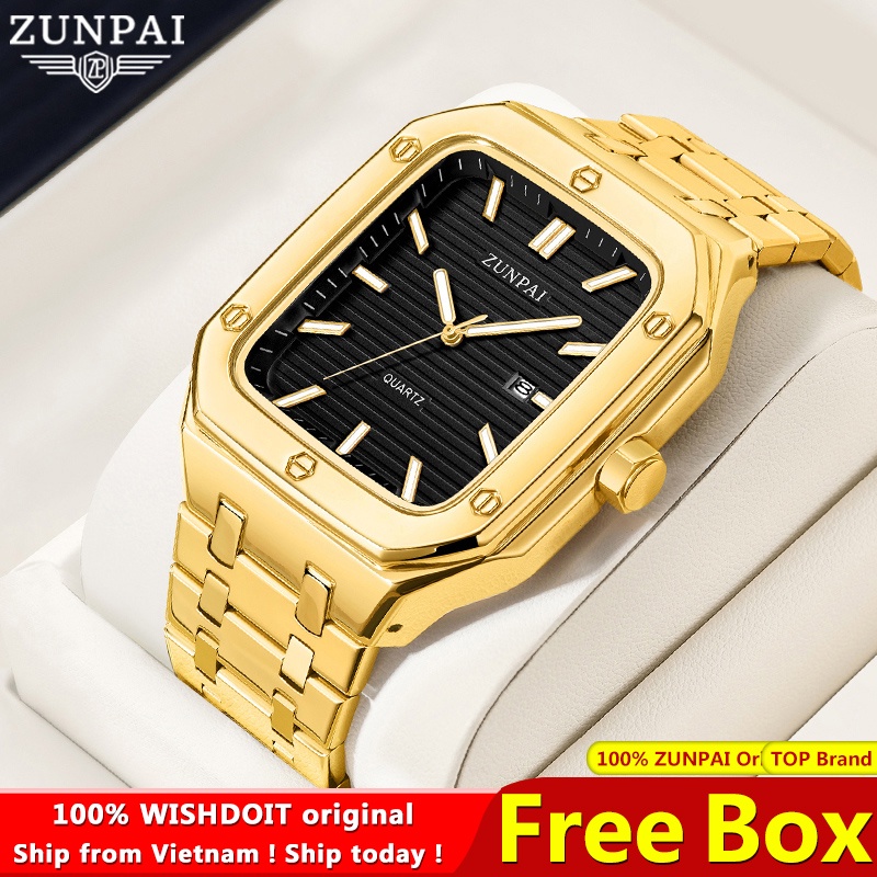 ZUNPAI Đồng hồ nam chống nước dây kim loại dây thép đồng hồ nam chính hãng fngeen cao cấp Men's Watch