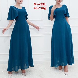 ROMI - Đầm Xòe Dáng Dài Quý Bà Kiều Đầm Xòe Trung Niên Size Lớn Tay Cánh Tiên Phối Hạt Châu Size 45-73kg 3362 3339 3369
