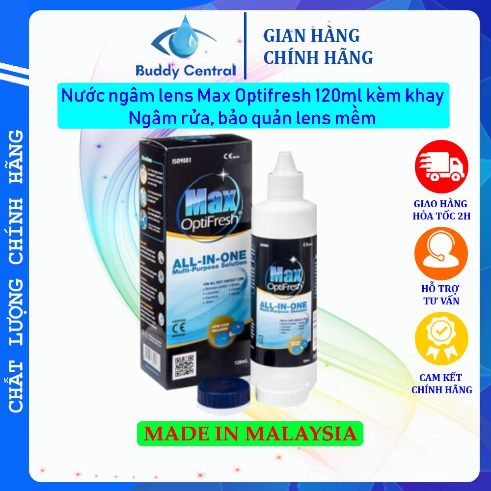 Nước ngâm lens kính áp tròng Max Optifresh 120ml - Buddy Central