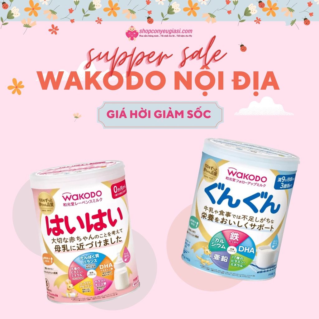 Sữa Wakodo nội địa Nhật Bản số 0, số 9 - Sữa mát dễ uống cho bé - 830g