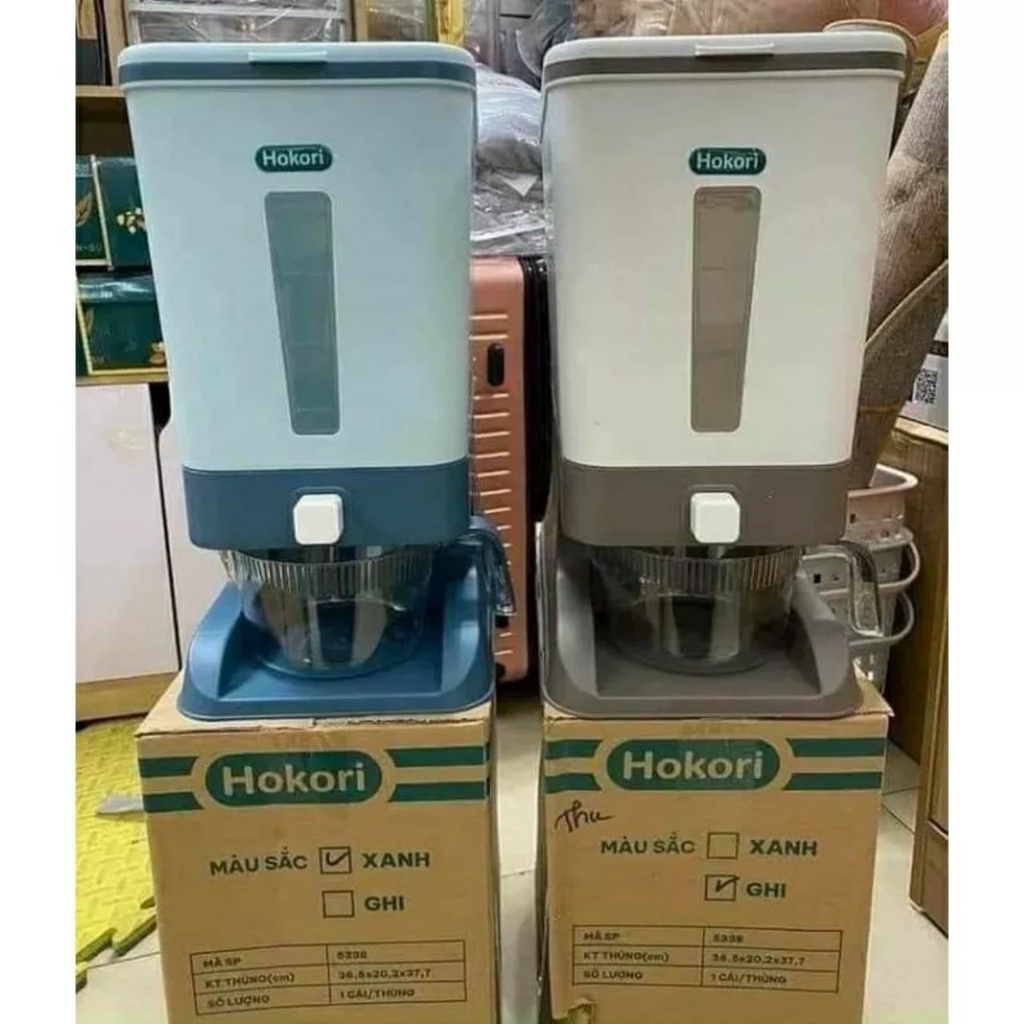 Thùng đựng gạo tiện ích 10kg Hokori nhựa Việt Nhật 5338, Lấy gạo tự động. Thùng đựng gạo chống ẩm mốc và côn trùngth07