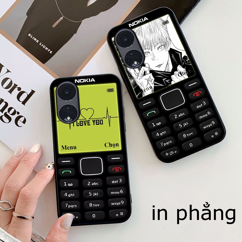 Ốp lưng oppo reno 8t 5g / reno 8 t 5g in hình điện thoại nokia đen trắng cục gạch