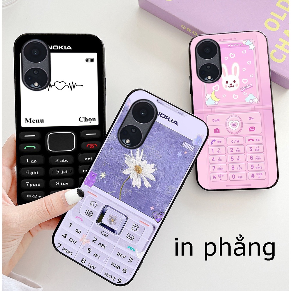 Ốp lưng oppo reno 8t 5g / reno 8 t 5g in hình điện thoại nokia đen trắng cục gạch