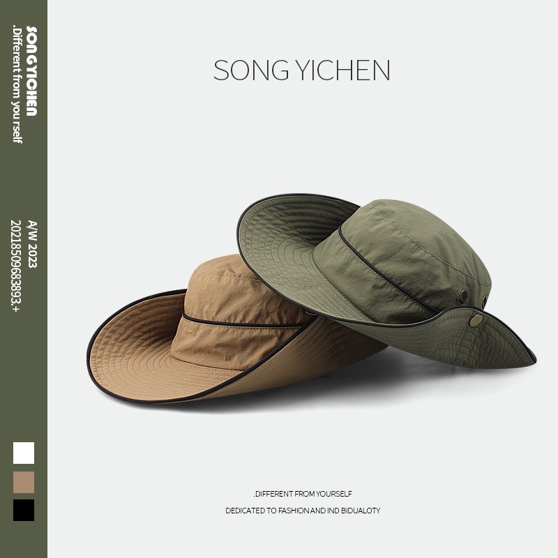 Nón Tai Bèo Vành Rộng Chống Nắng Thoáng Khí Có Dây Rút Phong Cách Nhật Bản Cho Nữ