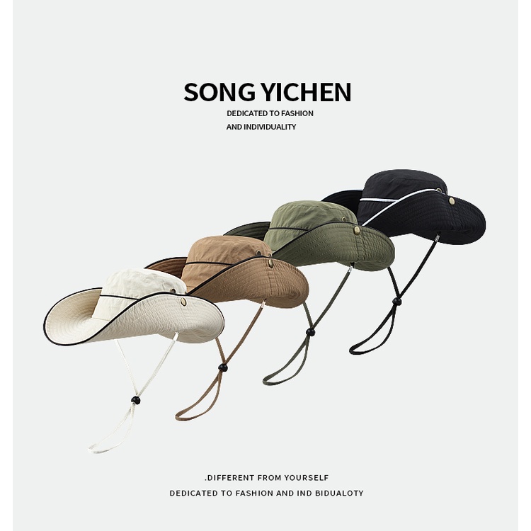 Nón Tai Bèo Vành Rộng Chống Nắng Thoáng Khí Có Dây Rút Phong Cách Nhật Bản Cho Nữ