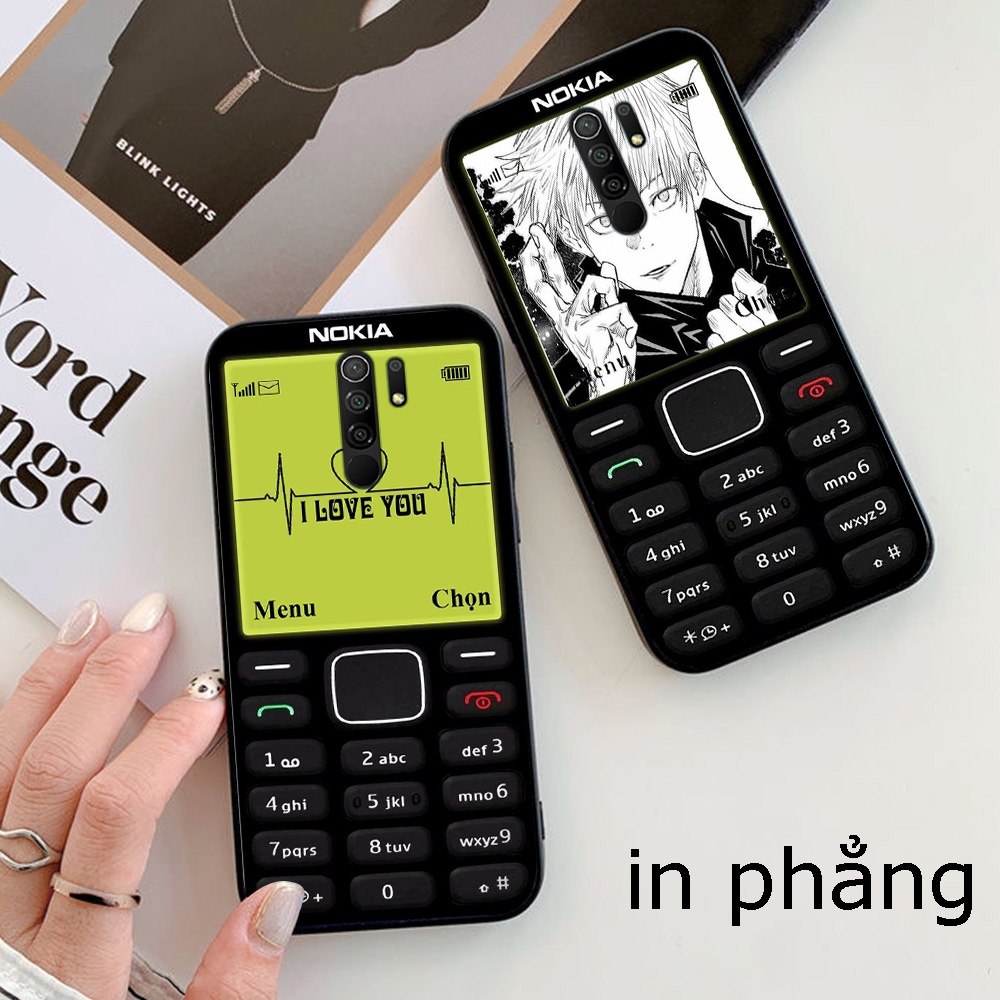 Ốp lưng xiaomi redmi 9 in hình điện thoại nokia đen trắng cục gạch