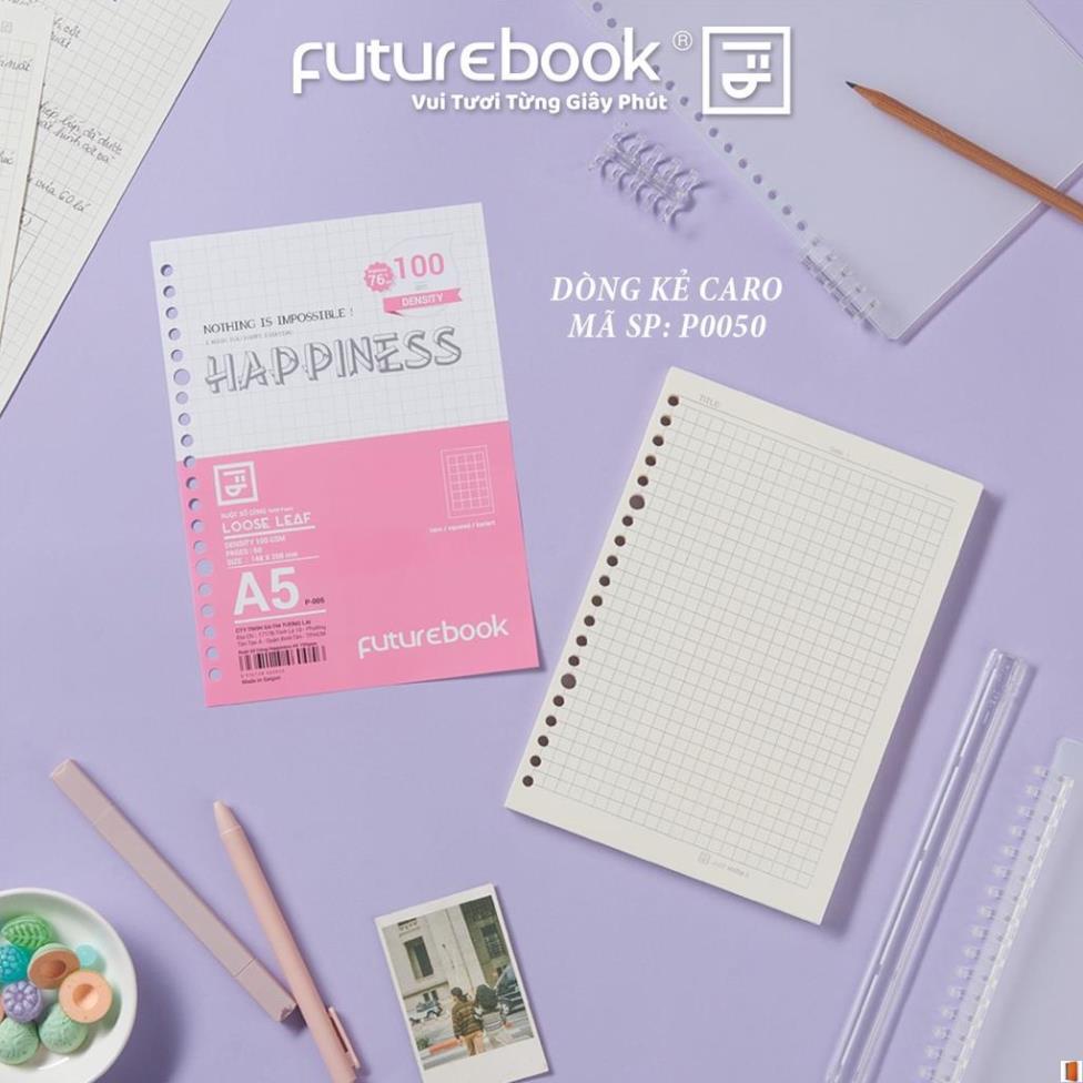 Giấy refill ruột sổ còng Binder Happiness A5 20 lỗ caro chấm dot kẻ ngang  làm sổ tay planner FU