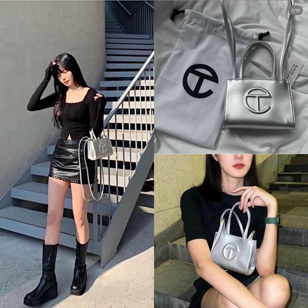 Túi xách Telfar niche TF màu bạc đang hot lắm ah