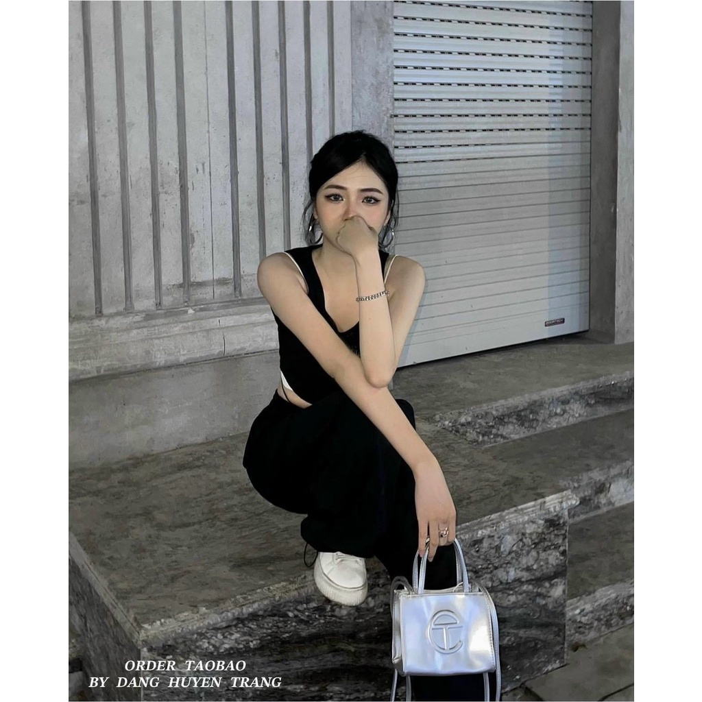 Túi xách Telfar niche TF màu bạc đang hot lắm ah