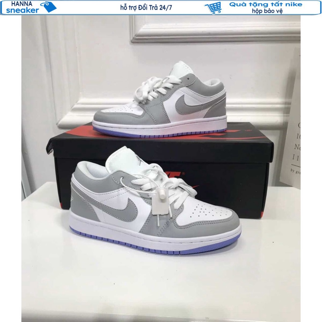 Giày jordan xám đế xanh, Jordan 1 cổ thấp nam nữ, Giày JD air xám xanh bản đẹp dễ phối đồ full box bill hót trend 2022