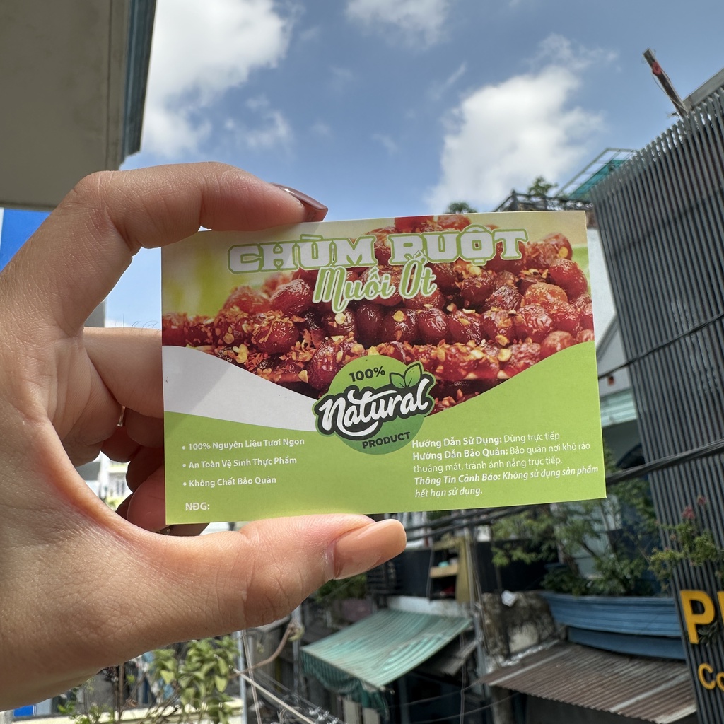 Tem Dán Ăn Vặt - Nhãn Sản Phẩm In sẵn 9x6 cm - Cán Bóng, Sáng Đẹp