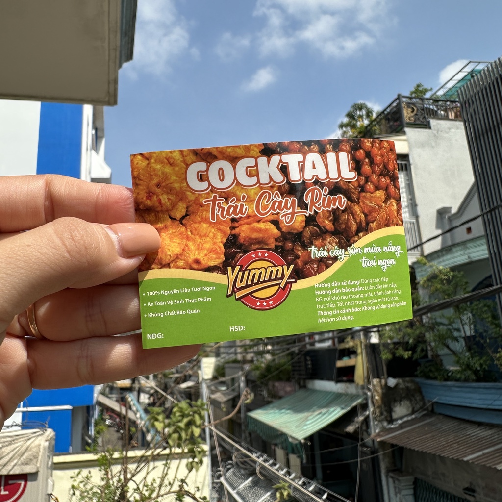 Tem Dán Ăn Vặt - Nhãn Sản Phẩm In sẵn 9x6 cm - Cán Bóng, Sáng Đẹp