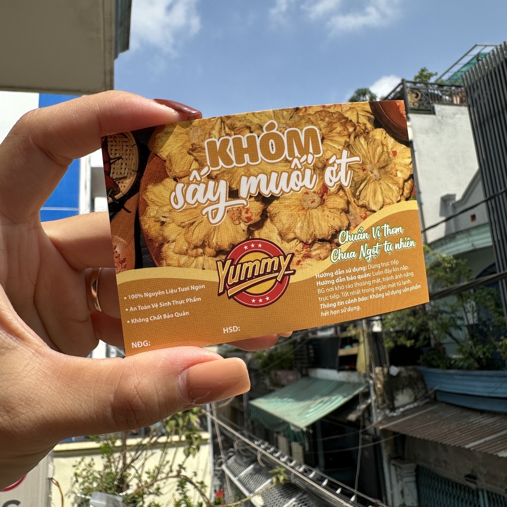 Tem Dán Ăn Vặt - Nhãn Sản Phẩm In sẵn 9x6 cm - Cán Bóng, Sáng Đẹp