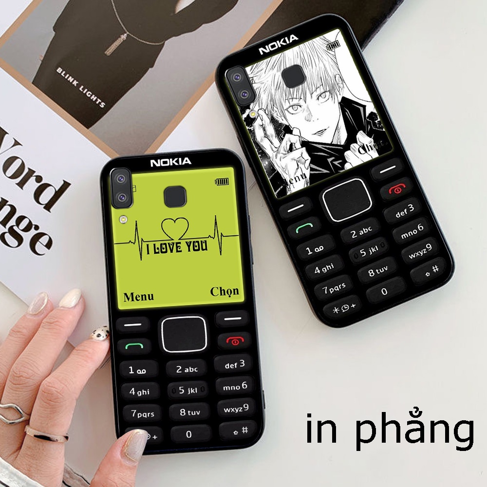 Ốp lưng Samsung a8 Star in hình điện thoại nokia đen trắng cục gạch