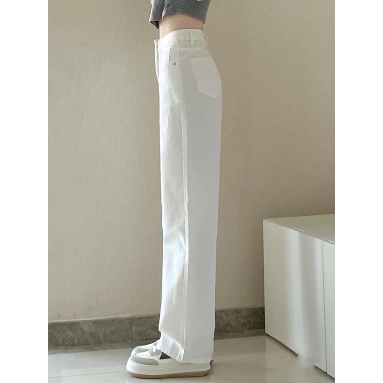 QUẦN JEAN TRẮNG NỮ CẠP CAO BAGGY KAKI ỐNG SUÔNG BASIC ULLZANG