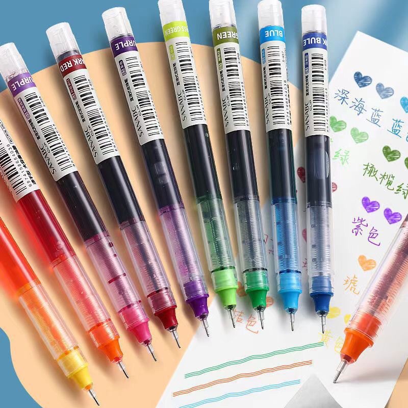 Bút nước nhiều màu sắc tím, xanh lá, cam, hồng...