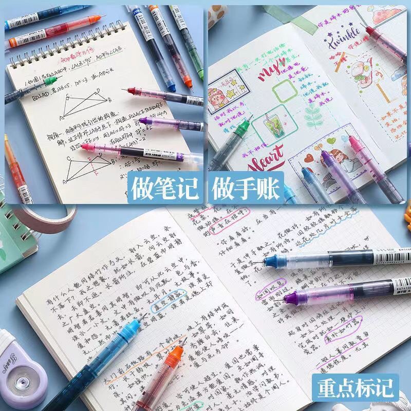 Bút nước nhiều màu sắc tím, xanh lá, cam, hồng...