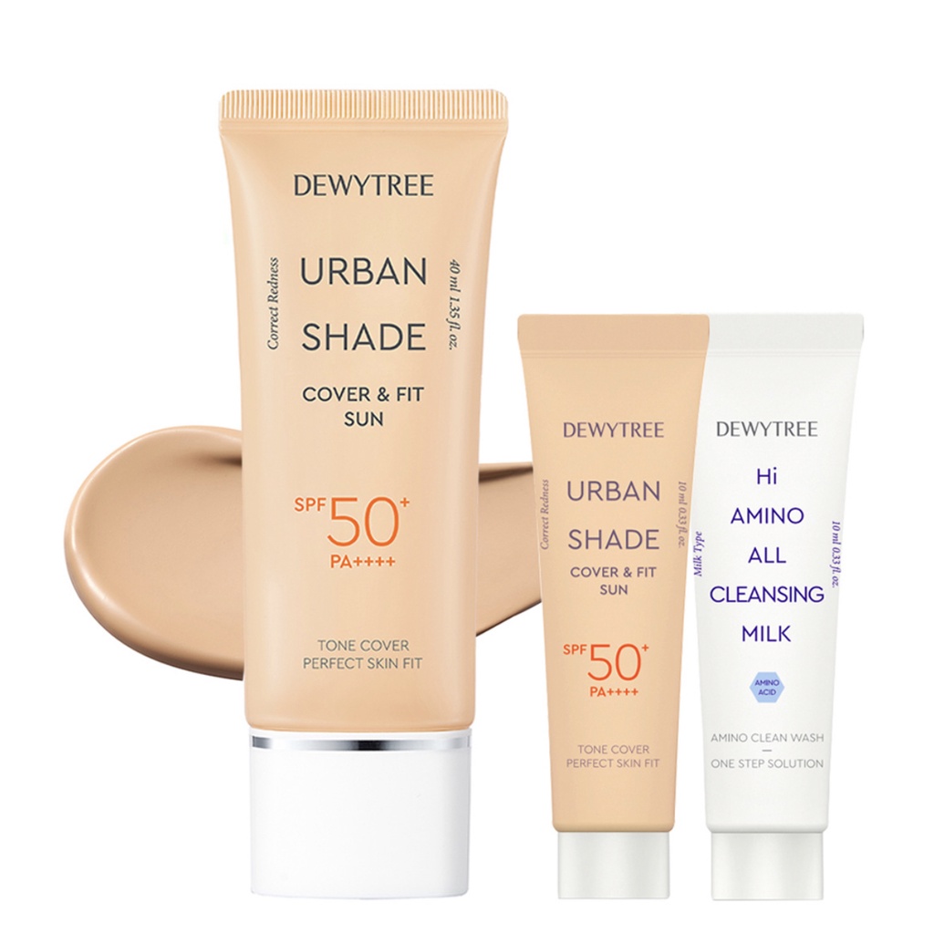 Kem Chống Nắng DEWYTREE Urban Shade Cover & Fit Sun SPF 50+ PA++++ with Mini Size Sunscreen 10ml & Cleansing Milk 10ml