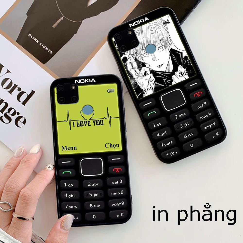 Ốp lưng oppo realme c21y in hình điện thoại nokia đen trắng cục gạch