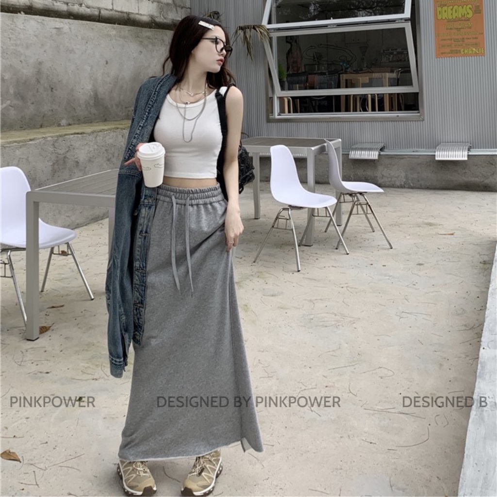 Chân váy dài nữ,chân váy chữ A co giãn vải cotton giúp tôn dáng,trẻ trung năng động phù hợp đi chơi,đi làm PINKPOWER | BigBuy360 - bigbuy360.vn