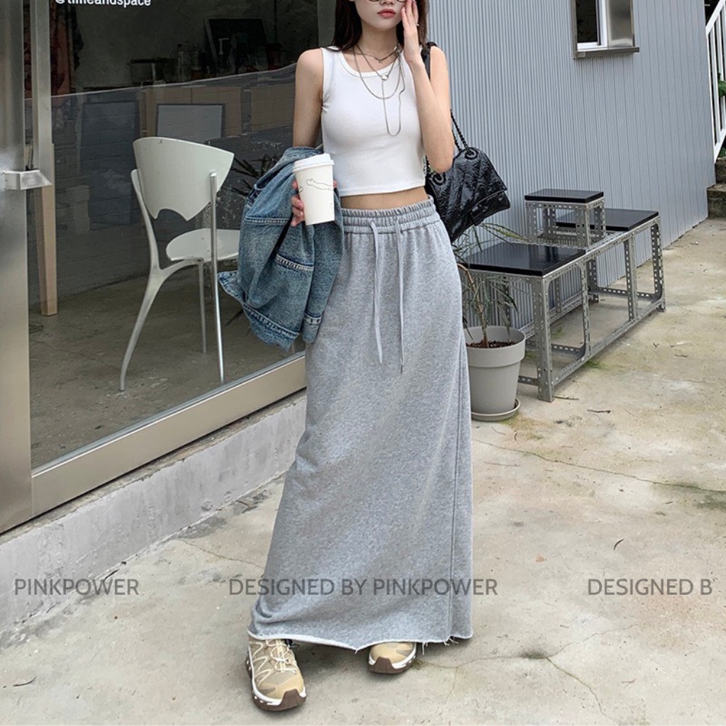 Chân váy dài nữ,chân váy chữ A co giãn vải cotton giúp tôn dáng,trẻ trung năng động phù hợp đi chơi,đi làm PINKPOWER | BigBuy360 - bigbuy360.vn