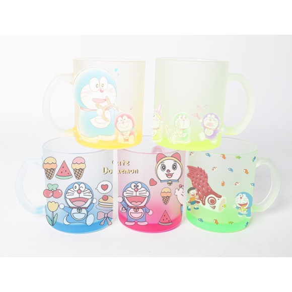 Cốc màu loang ombre doremon CCM20a cute dễ thương hoạt hình décor vintage 320ml